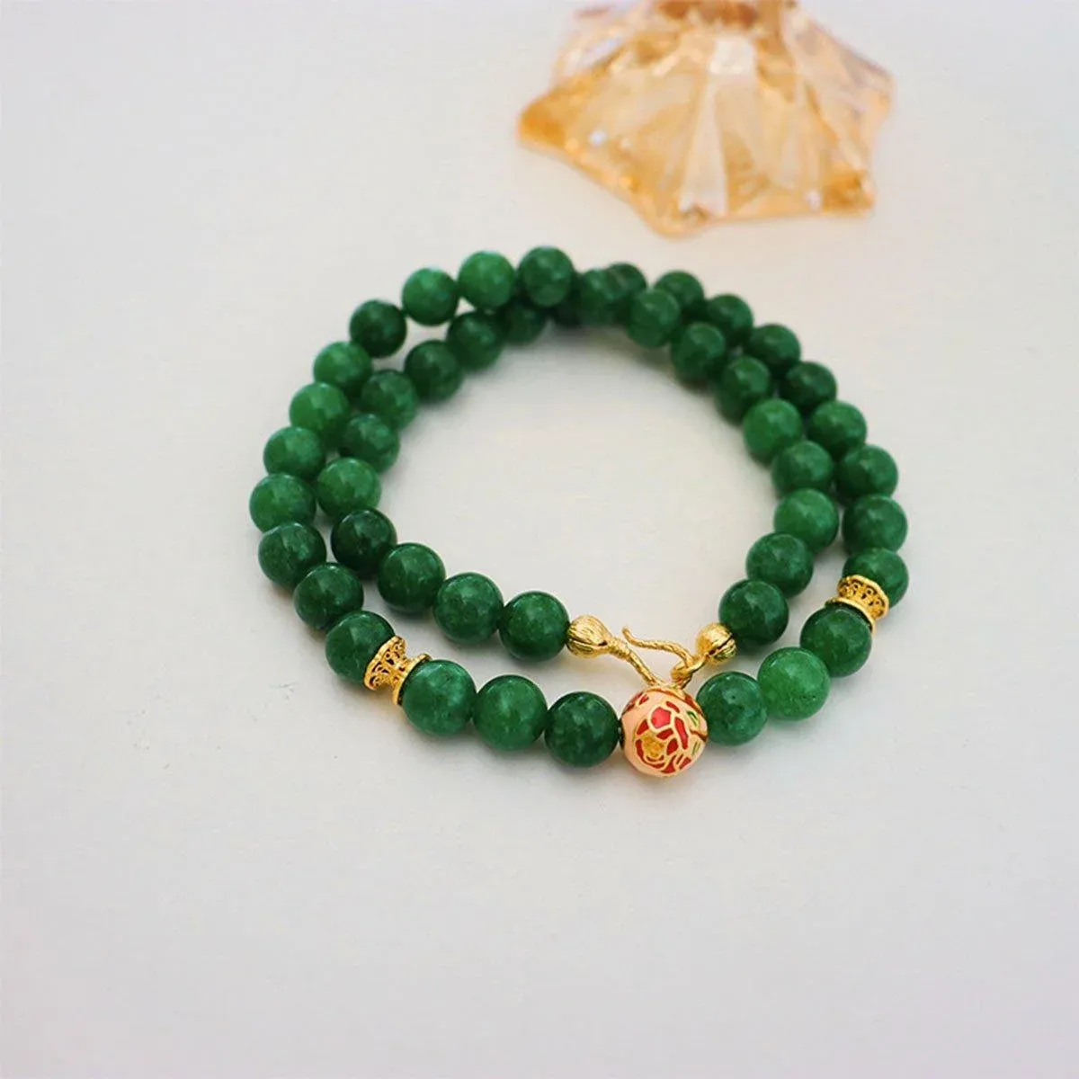 Green Natural Stone Beaded Necklace Beauty Handmade Women Simple Healing Reiki — image 5