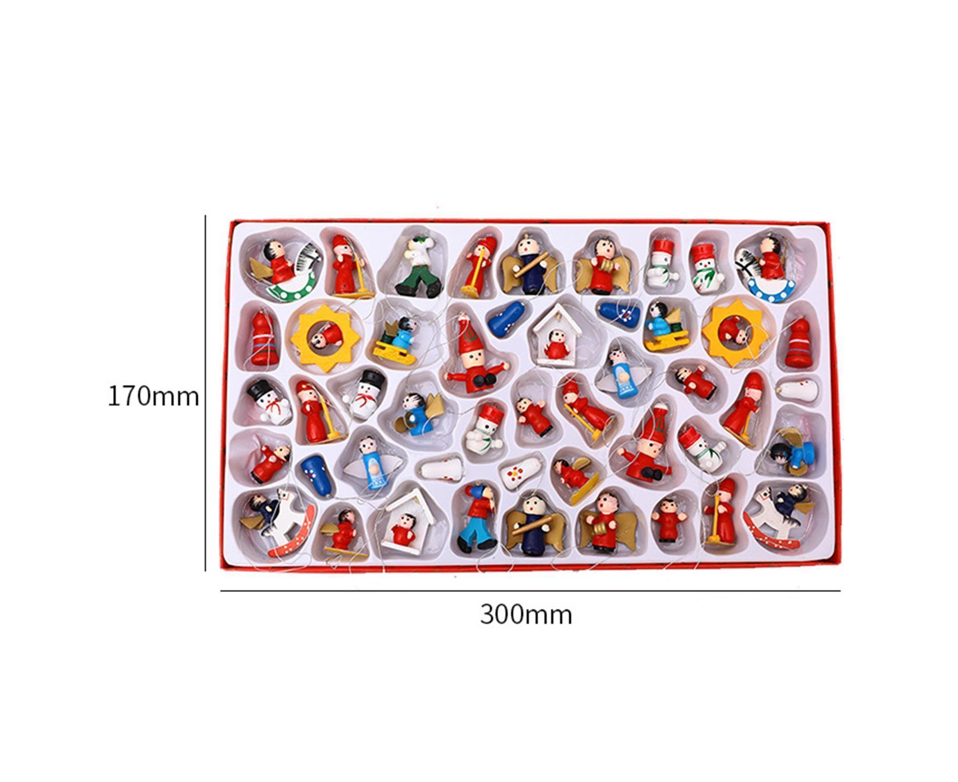 48Pcs Xmas Pendants Multi Shapes Wooden-Multicolor — image 6