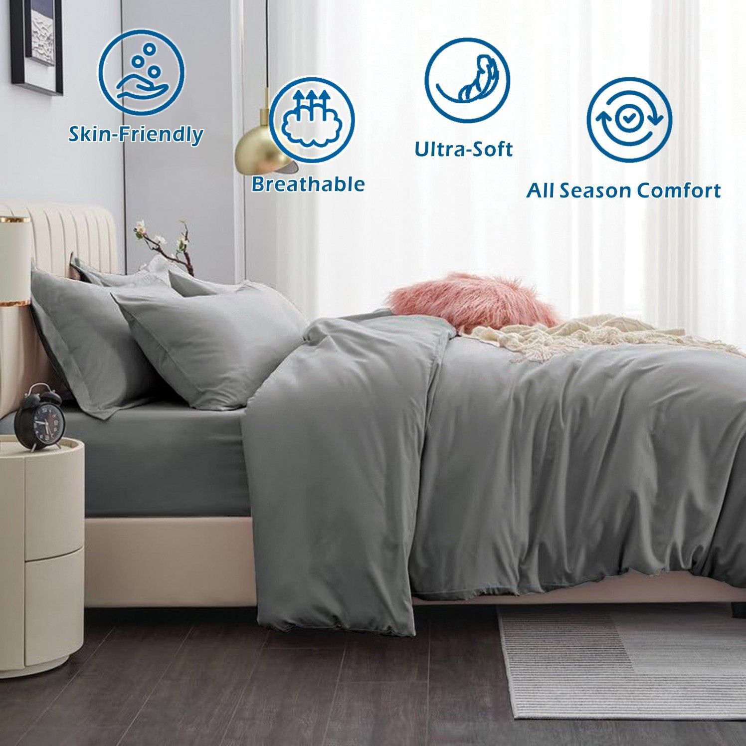 3 Piece Hotel Soft Microfiber Quilt Cover Set-2000TC Duvet/Donna Cover Set & Pillowcases -1 Quilt Cover Zipper Closure & 1 x Pillowcases-Breathable Bedding — image 2