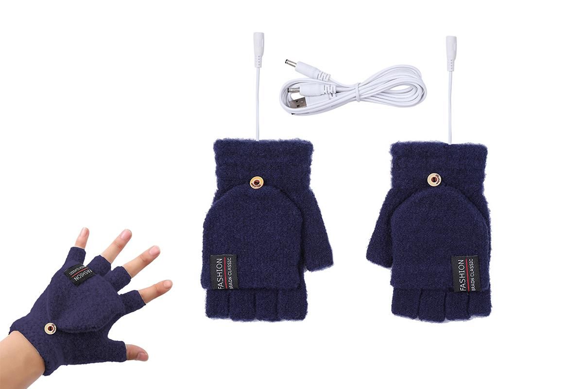USB Heated Warmer Gloves Half Finger Mitten Electric Heated Gloves for Work Cycling Skiing Outdoor Snow -Black โ image 3