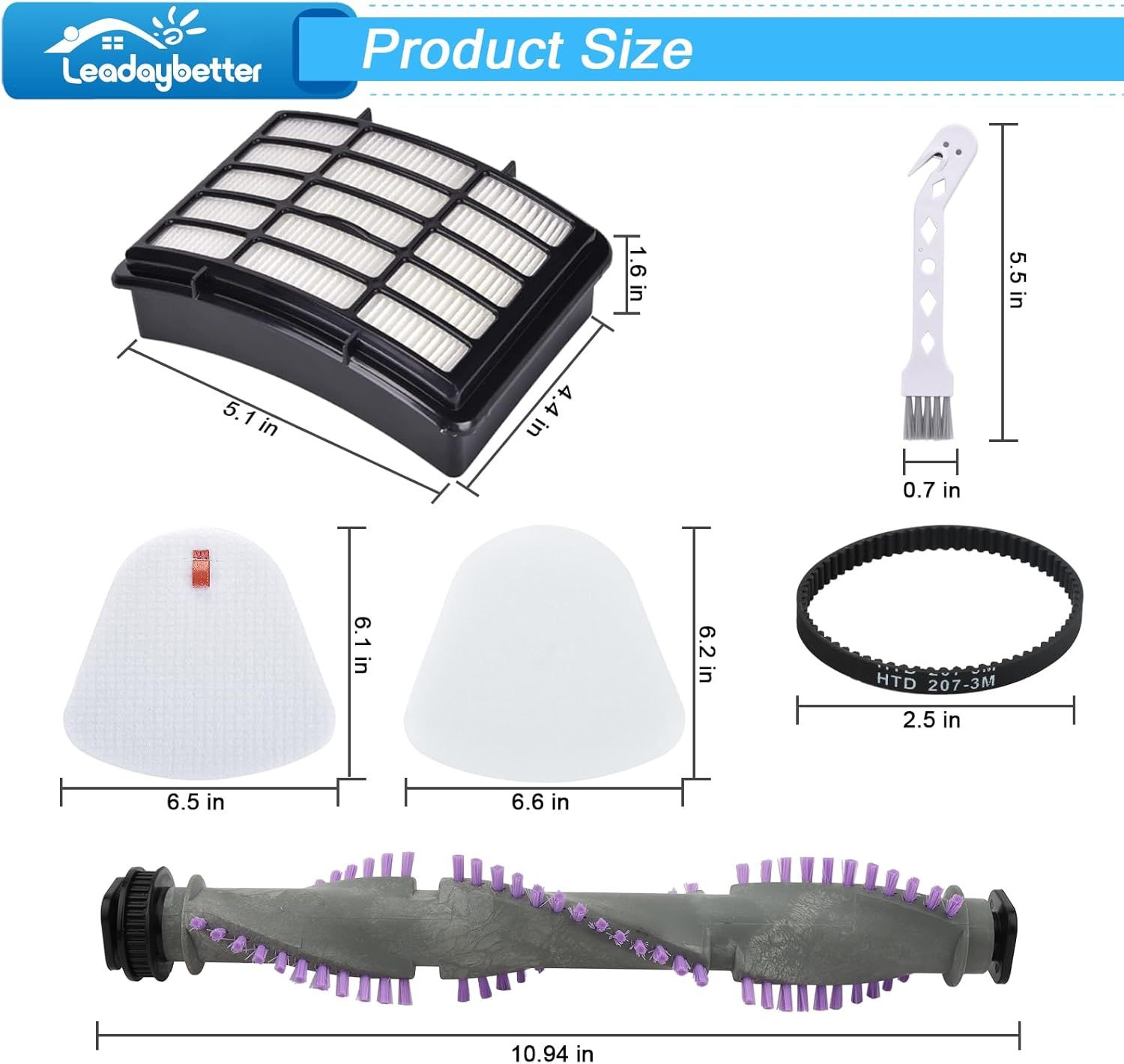 Brush Roll filter Replacement for Shark Navigator Lit Away NV350 NV351 NV352 NV356E S2 NV360 NV355 NV356 NV357 NV358 Vacuum Cleaner, with Belt and Wheels — image 2