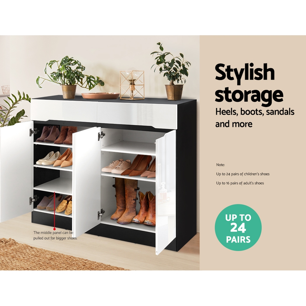 Artiss Shoe Rack Cabinet Storage 120cm w/ Drawer - White Lydia โ image 6