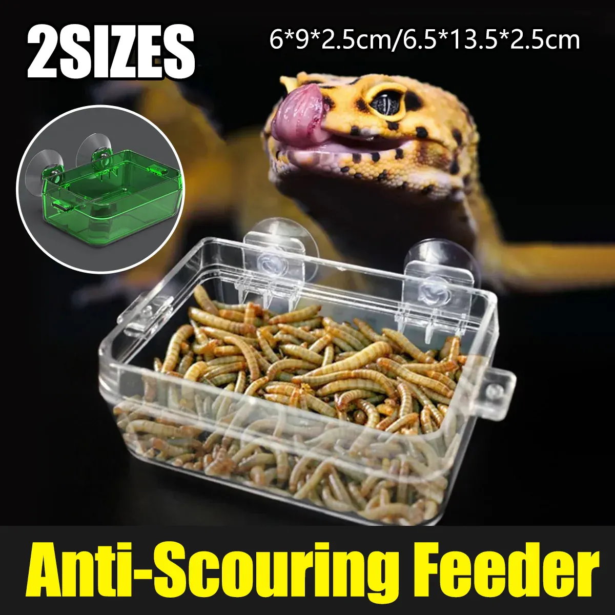 Suction Cup Reptile Feeder Dish Anti-escape Reptile Feeder For Snakes Turtles - Transparent - 6x9x2.5cm โ image 2