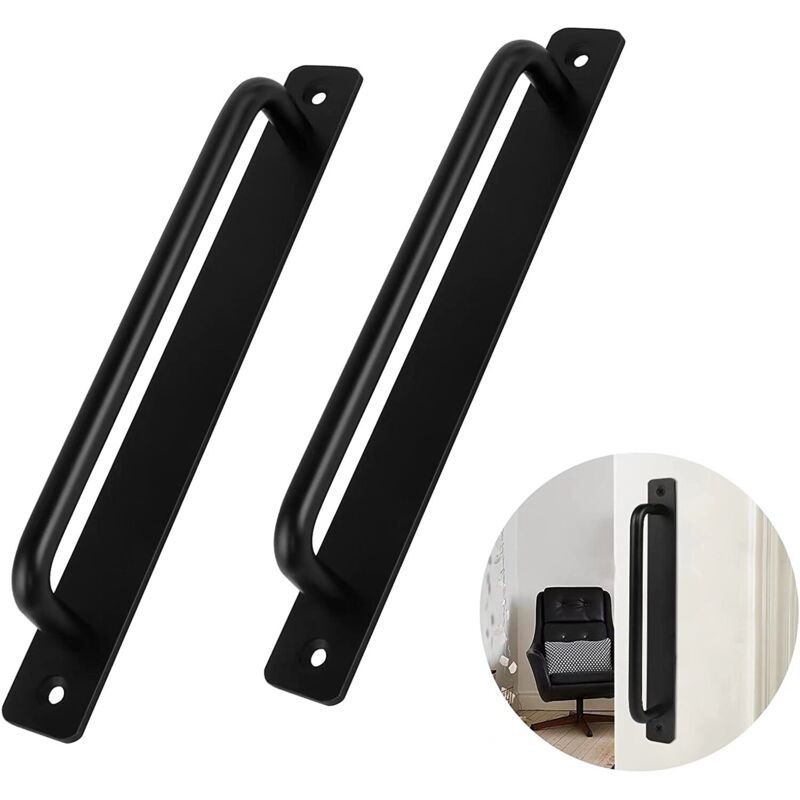 2 Pieces Black Aluminum Alloy Sliding Door Handles with 4 Screws for Barn Door Wardrobe Closet, 148mm