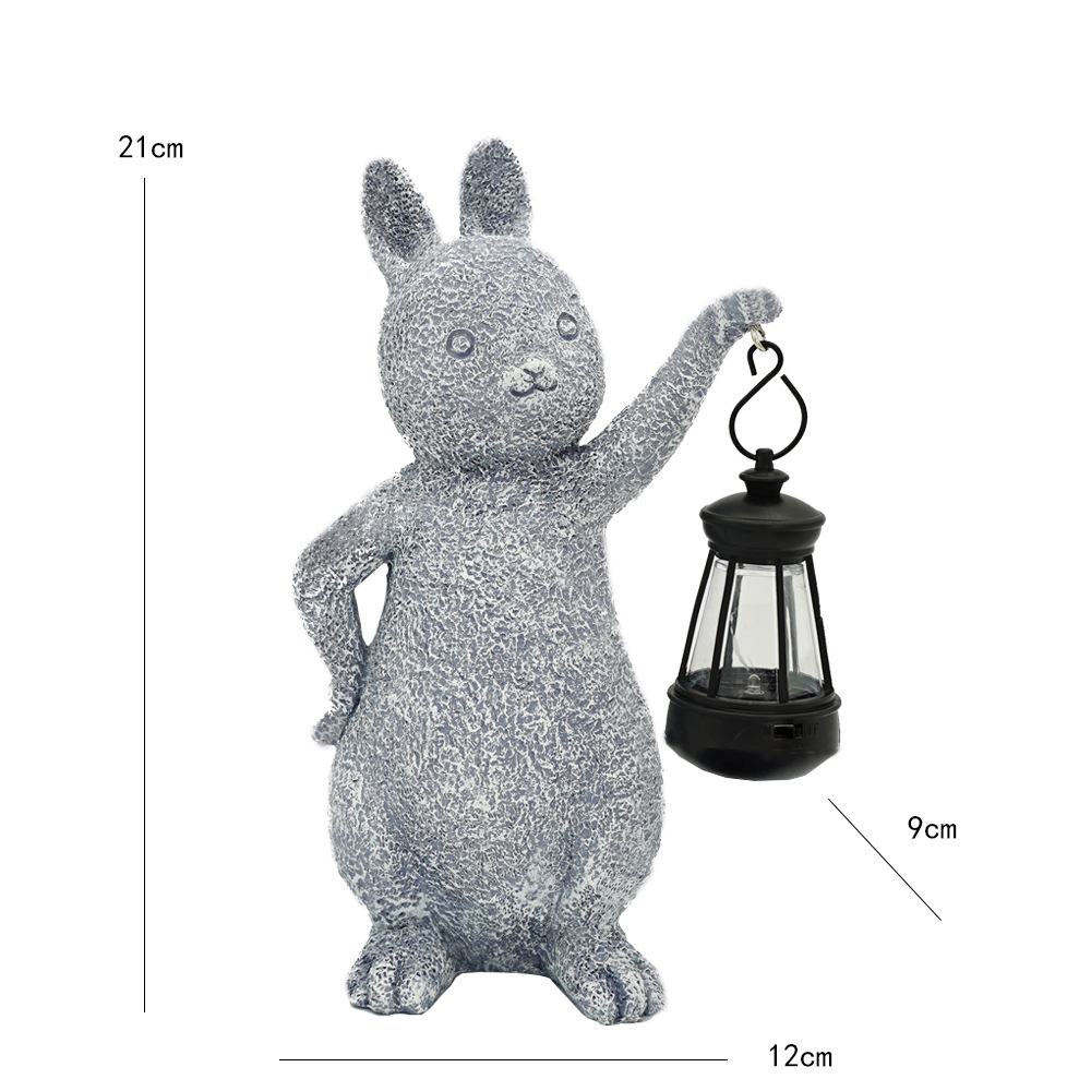 Green Solar-Powered Rabbit Statue with LED Lantern - Cute Garden & Lawn Decoration โ image 4