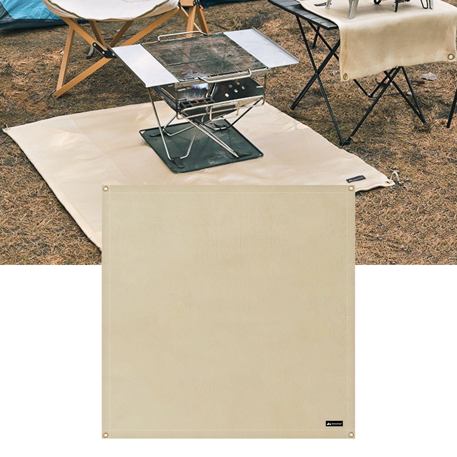 BBQ Grill Mat Outdoor Picnic Fire Pit Mat High Temperature Resistant Glass Fiber Fireproof Cloth M 80 × 80cm — image 5
