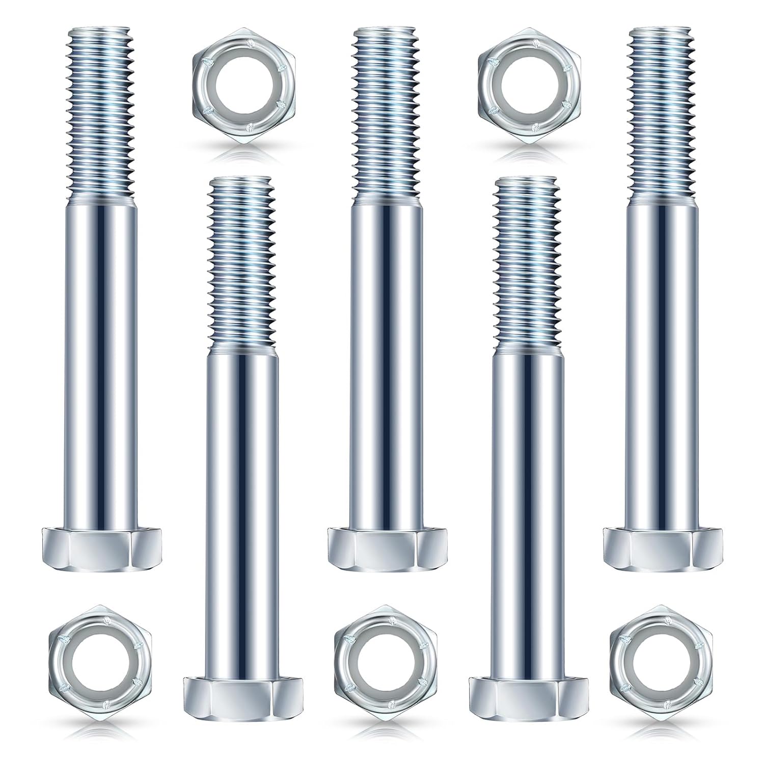 5 Pack Grade 2 Shear Bolts for Rotary Cutters Bolts and Lock Nuts Kit 1/2" x 3-1/2" with Nylock Nuts Fit Brush Cutter Tractor Gearboxes Compatible with Rotary