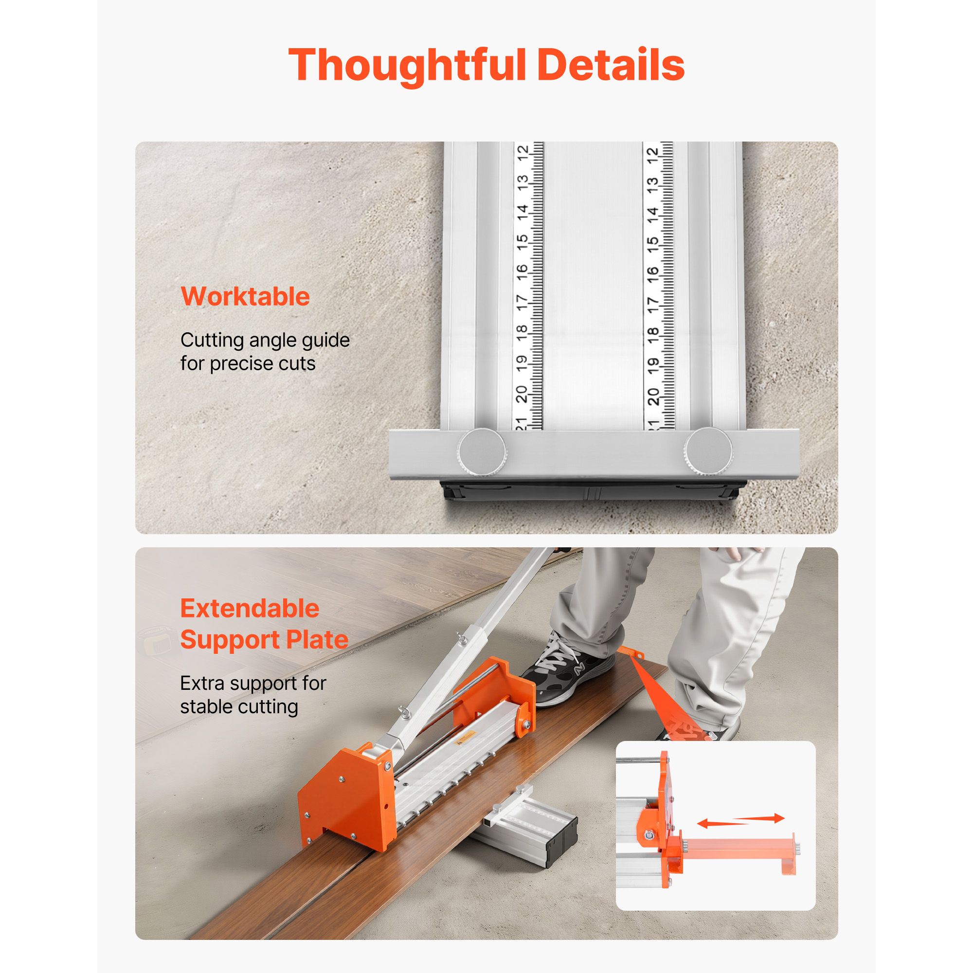 304.8mm Vinyl Floor Cutter, 12mm Thick Laminate Flooring Cutter with Upgraded Labor-Saving Aluminum-Alloy Lever, Telescoping Support Plate, Cuts Certain โ image 6