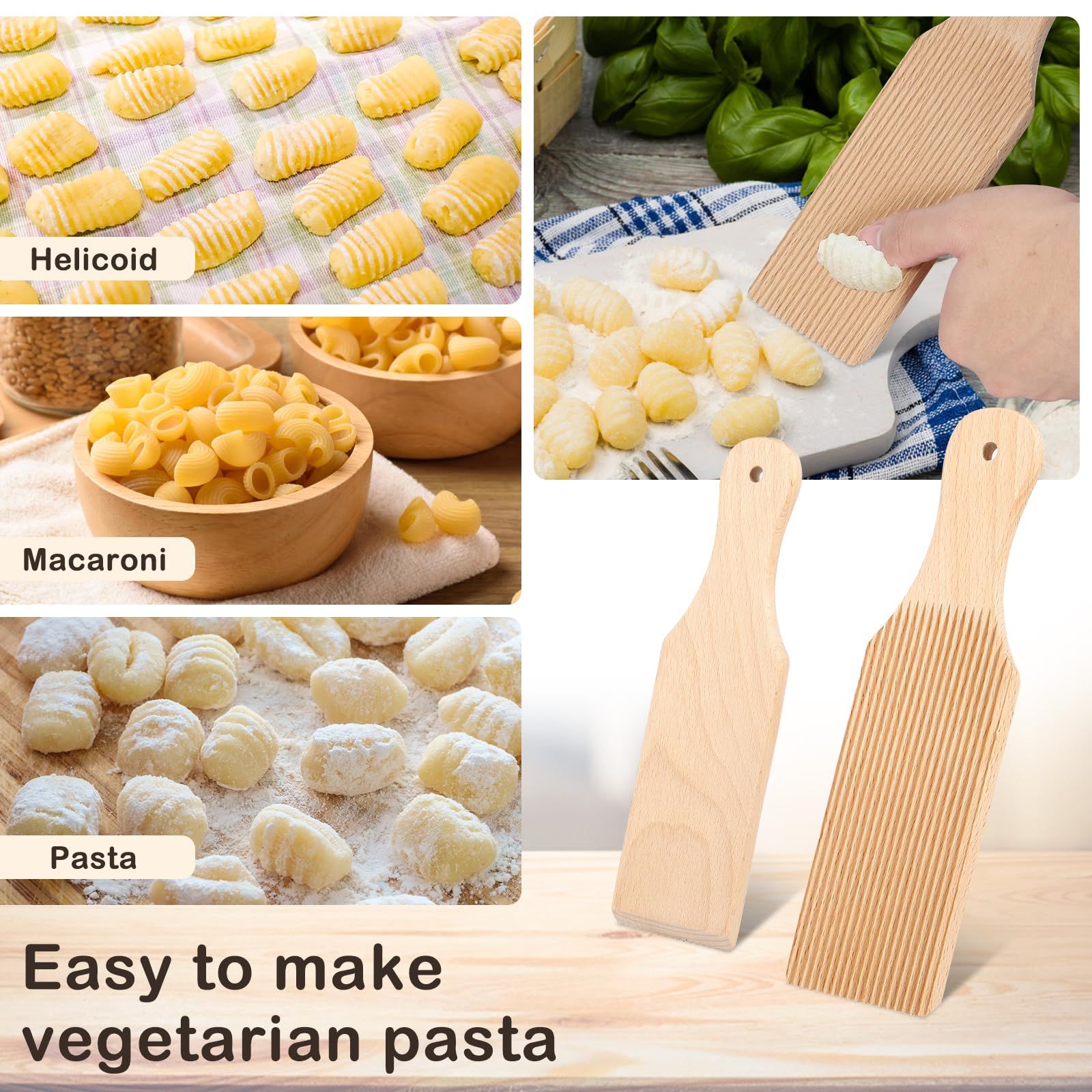 2 Pcs Wooden Board, Wooden Butter Paddles, Spaghetti Macaroni Pasta Board Practical Maker, Homemade Pasta Making ā image 4
