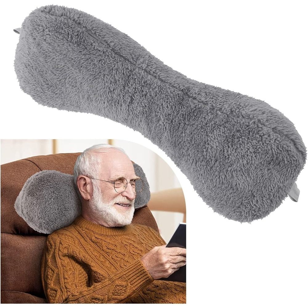 Couch Neck Pillow with Adjustable Strap, Bone-Shaped Plush Pillow for Relief, Headrest Pillow for Recliners And Sofas Black — image 2