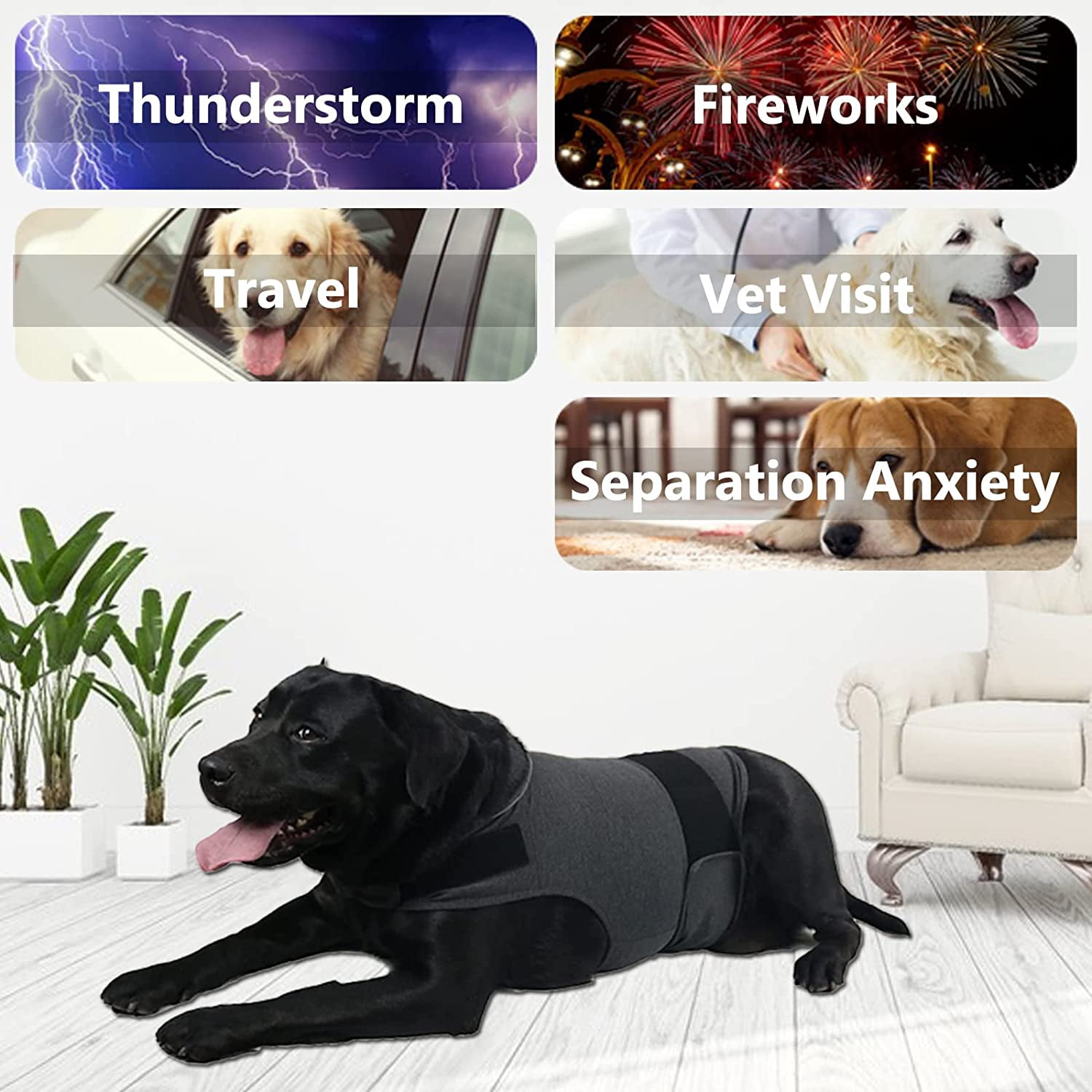 Dog Jacket, Skin-Friendly Dog Calming Vest - Dog Shirt for Thunder, Fireworks and Separation - Keep Pet Calm Without Medicine & Training, Anti Anxiety Vest for — image 3