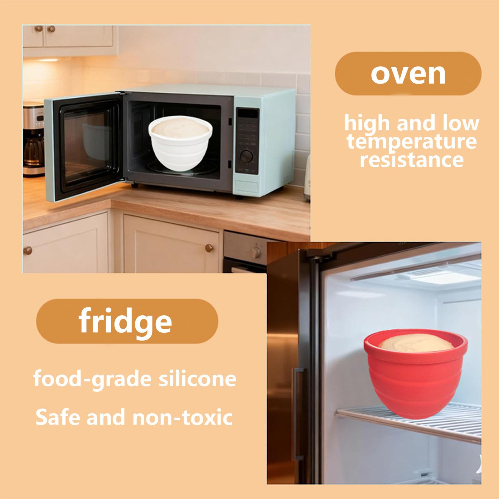 Silicone Bowl Liner for 4.5–5-Quart Stand Mixer – Food-Grade, Collapsible, Non-Stick Replacement Inner Bowl with Lid, Dishwasher Safe, Oven & Fridge Ready — image 4
