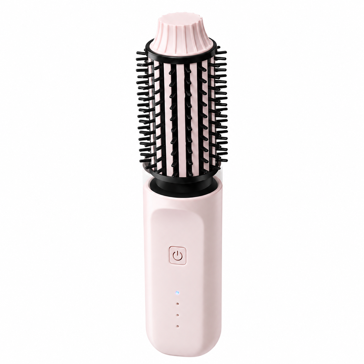 Pink 2 in 1 Wireless Hair Straightener and Curler Brush - Lightweight Ceramic Negative Ion Hair Styler with 4 Adjustable Temps and Anti-Scald Dense Comb Teeth