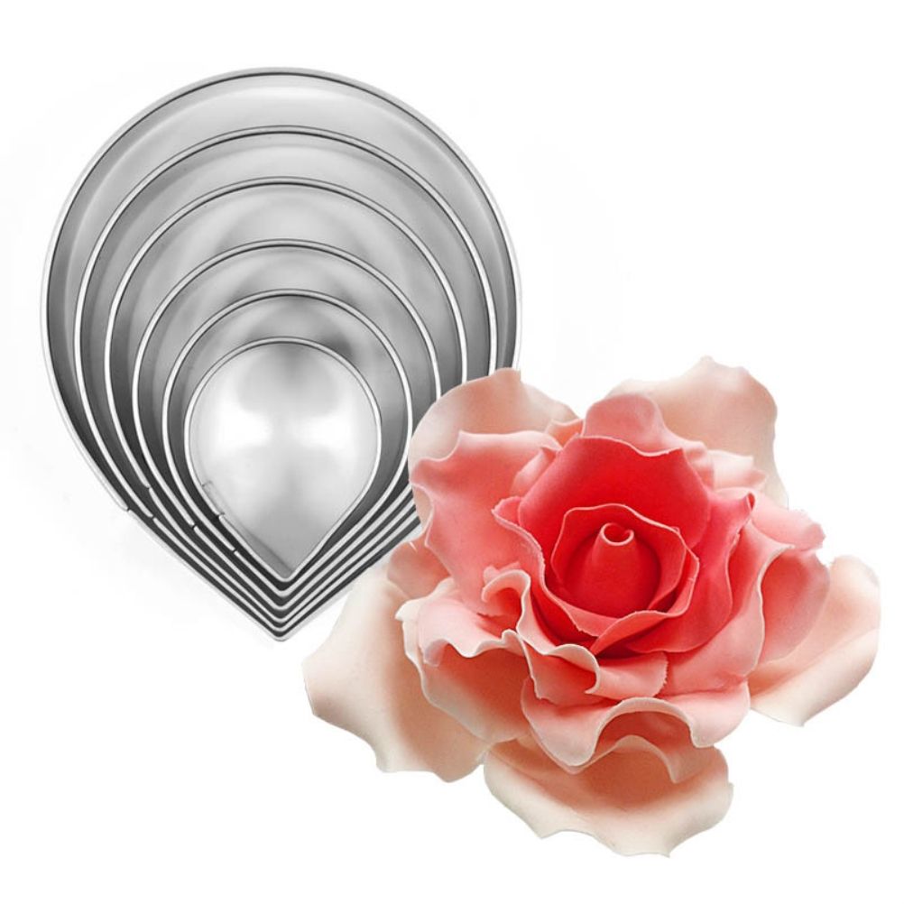 7Pcs/Set Rose Cutter Stainless Steel Water Drop Shape Fondant Flower Molds Petal Stencils Cutter Cake Decoration Tools โ image 4