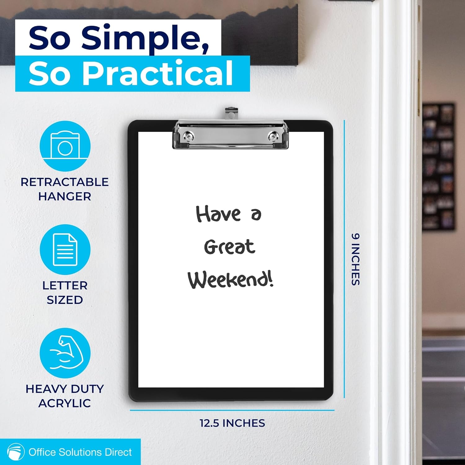 Black Plastic Clipboards (Set of 6) Multipack - 12.5x9 Inch Clipboard Holds 100 Sheets, Low Profile | Colored Acrylic Clip Boards in Bulk for Kids & — image 4