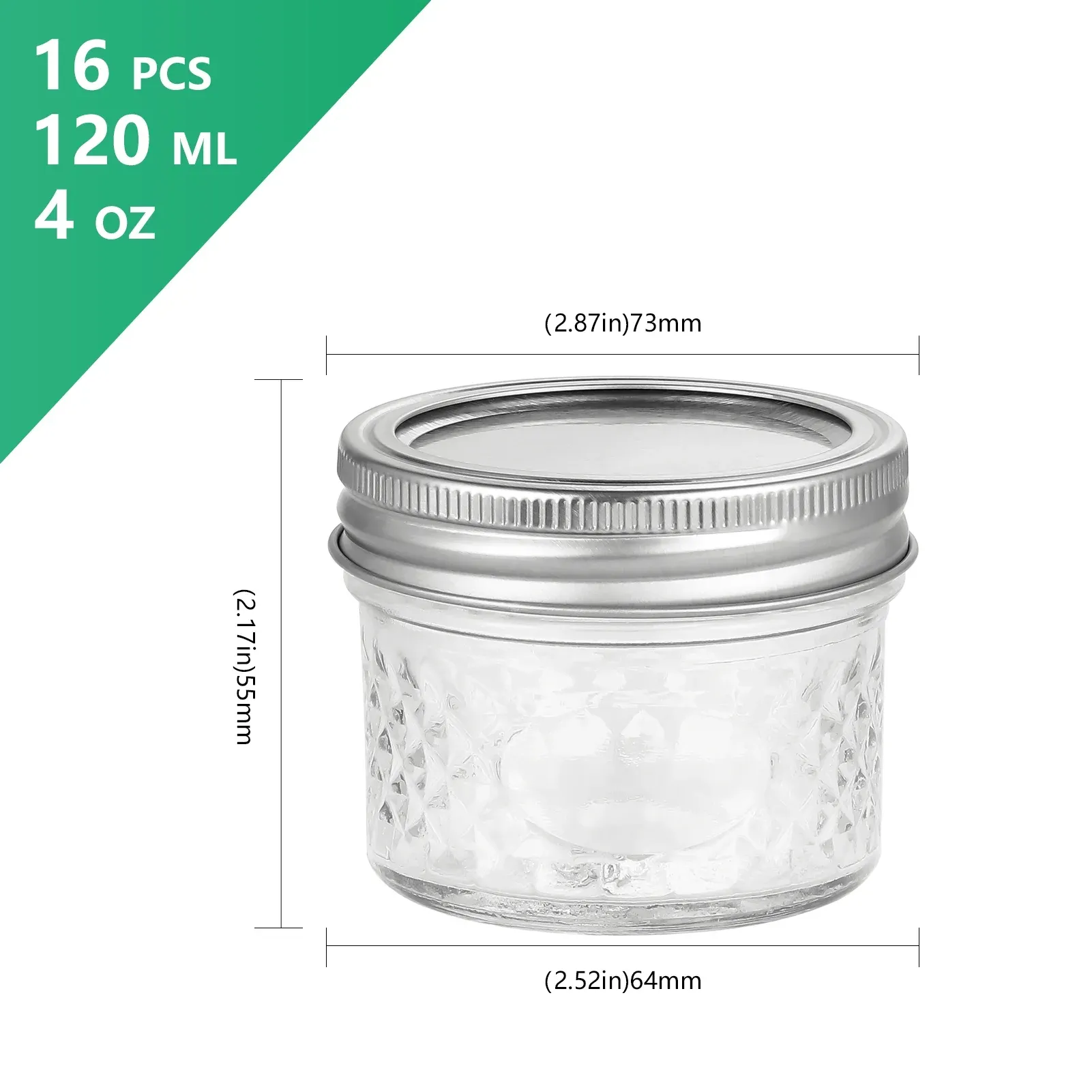 16 Pack Glass Mason Jars With Regular Lids, Canning Jelly Jars for Baby Food Honey Jam Candles and Spices, 4 oz — image 2