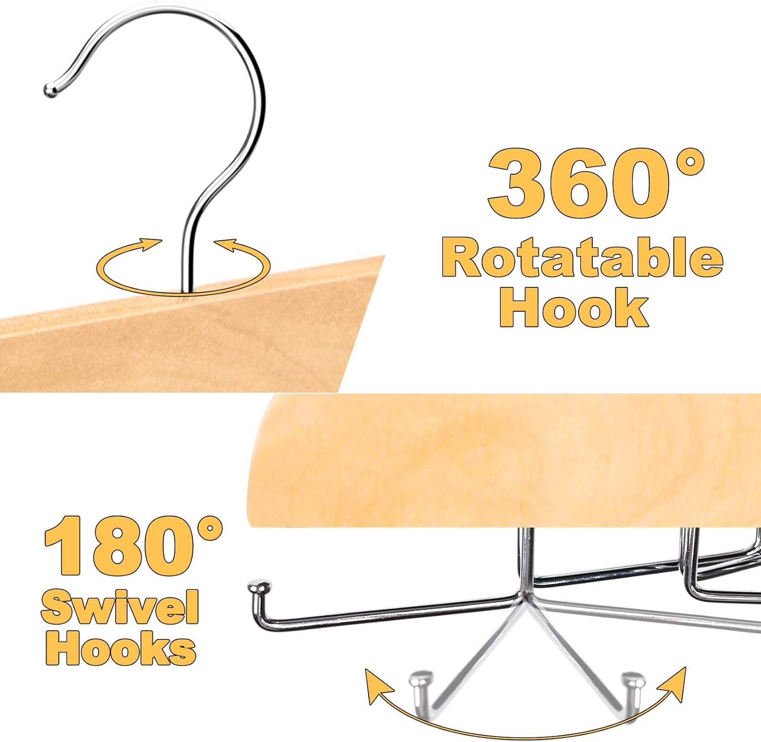 Clothing Hanger Organizer 1 Piece 20 Hooks Large Capacity BH Hanger/Coat Hanger for Wardrobe Storage Space Saving 360 Degree Rotation Foldable Metal Hooks — image 3