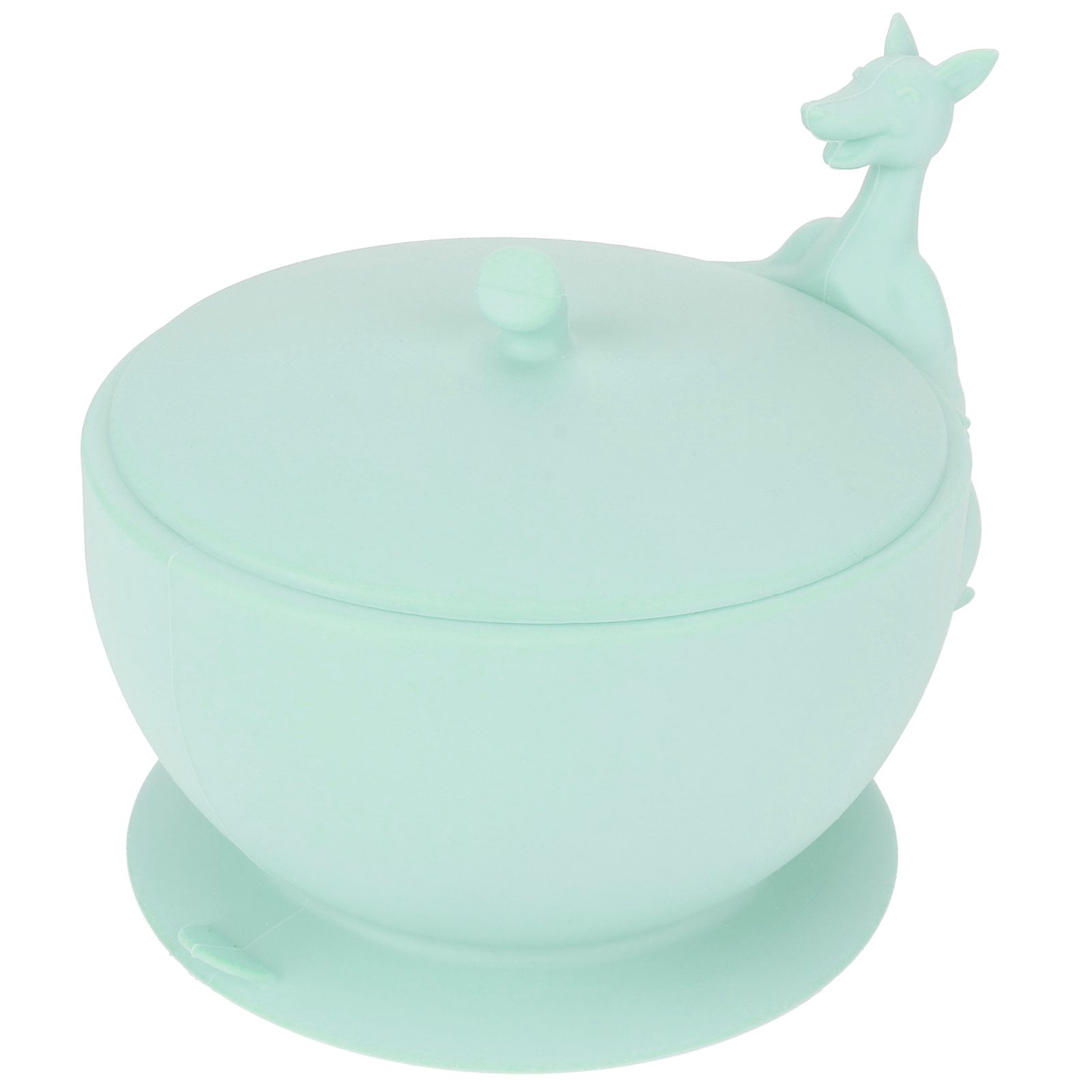 Cute Silicone Baby Feeding Bowl Spoon Set with Suction Base Non-Slip Tableware for InfantLight Green — image 4
