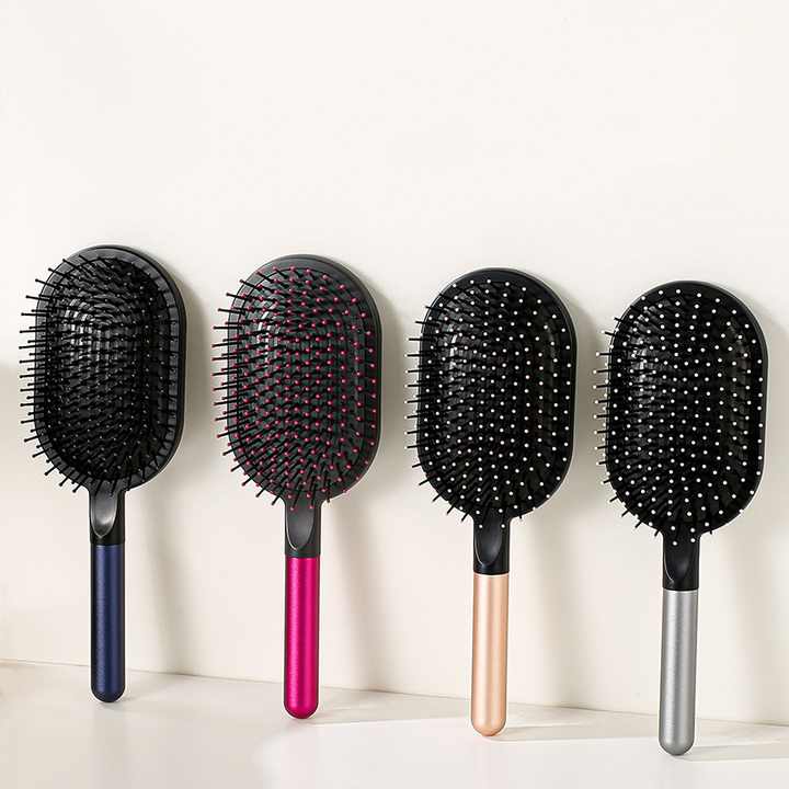 Grey Air Cushion Massage Paddle Brush & Wide Tooth Comb Set - Gentle Detangling for All Hair Types — image 2