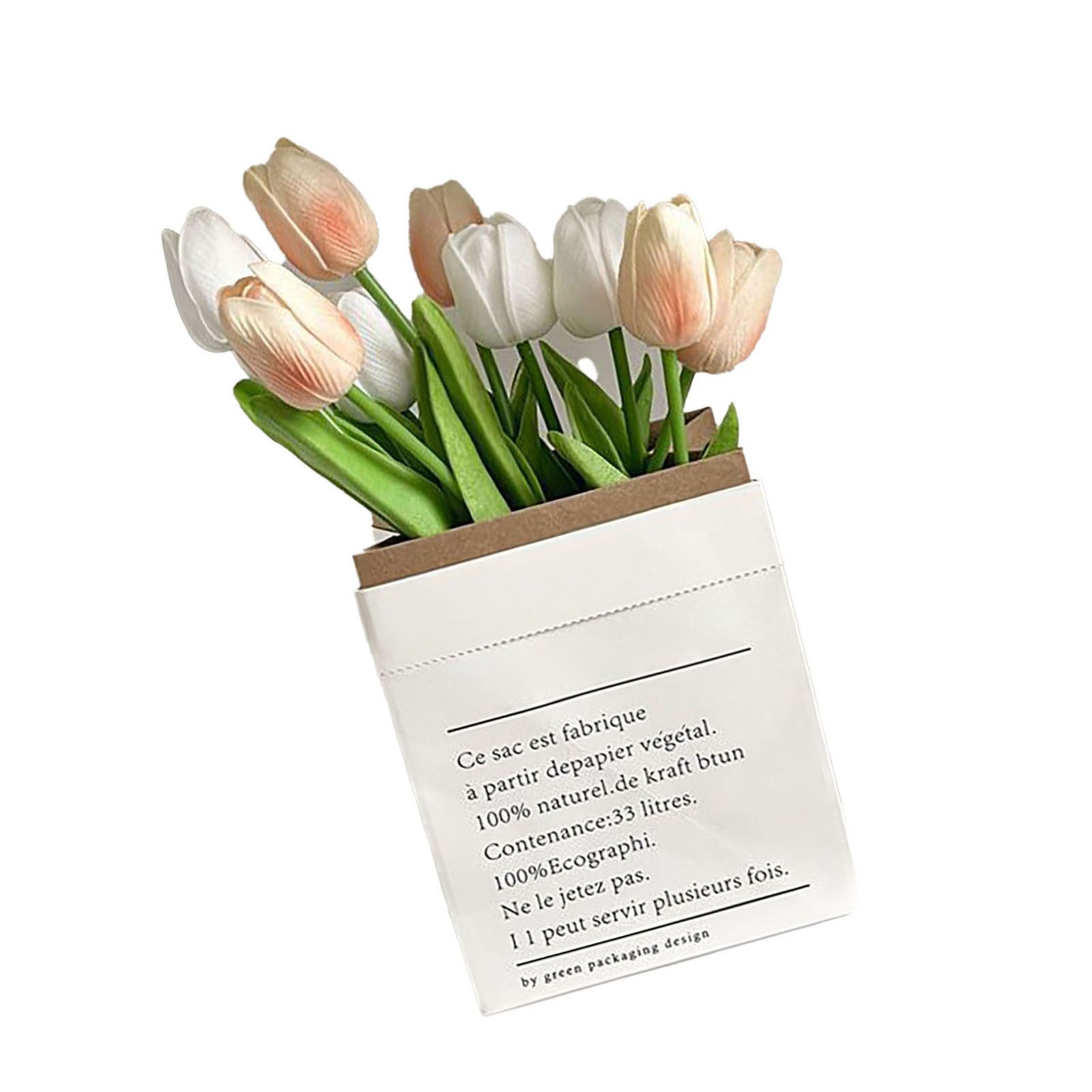 Artificial Flowers Tulipa Style Fine Details Colorfast Vibrant Colors Plastic Flowers for Office Living Room Photography White and Champagne โ image 3