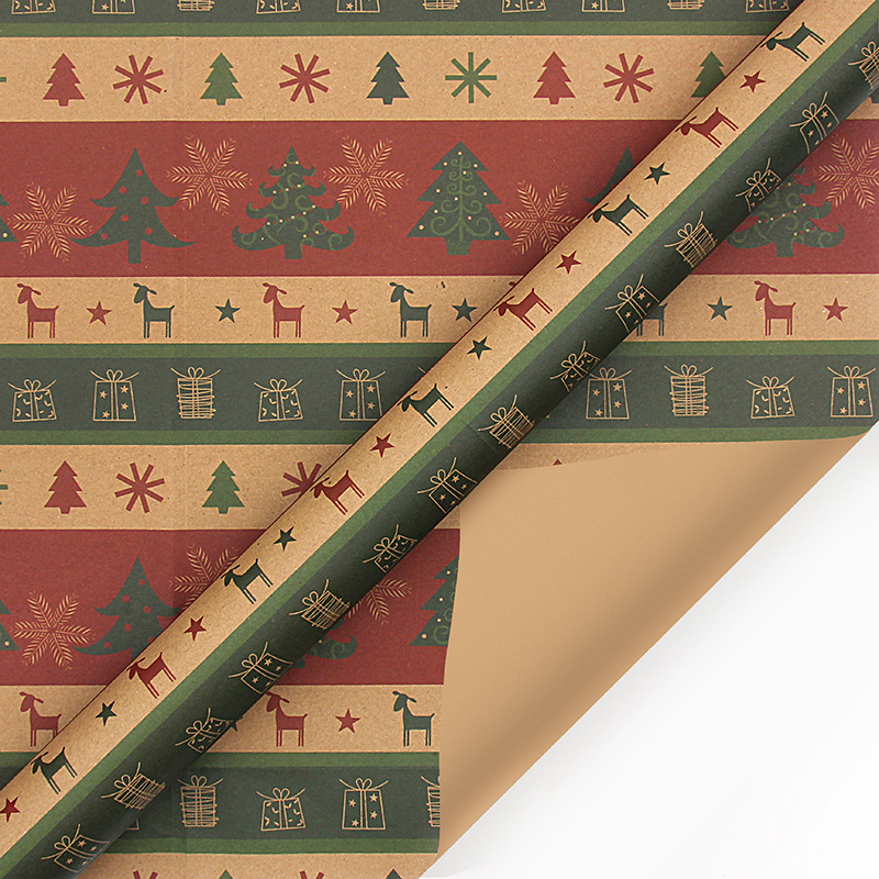 Christmas Wrapping Paper - 6 Sheets - Retro & Vintage Design - Complete Set with 2x Rope, Tape & Stickers - Gift Wrap — image 2