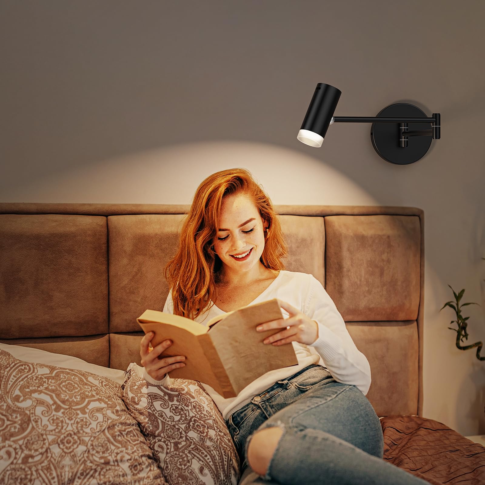 Battery Operated Wall Sconces Set of 2, Swing Arm Wall Lamp with Remote Control, Not Hardwired Led Wall Lamp Fixtures Dimmable Wall Light Decor for Bedroom โ image 5