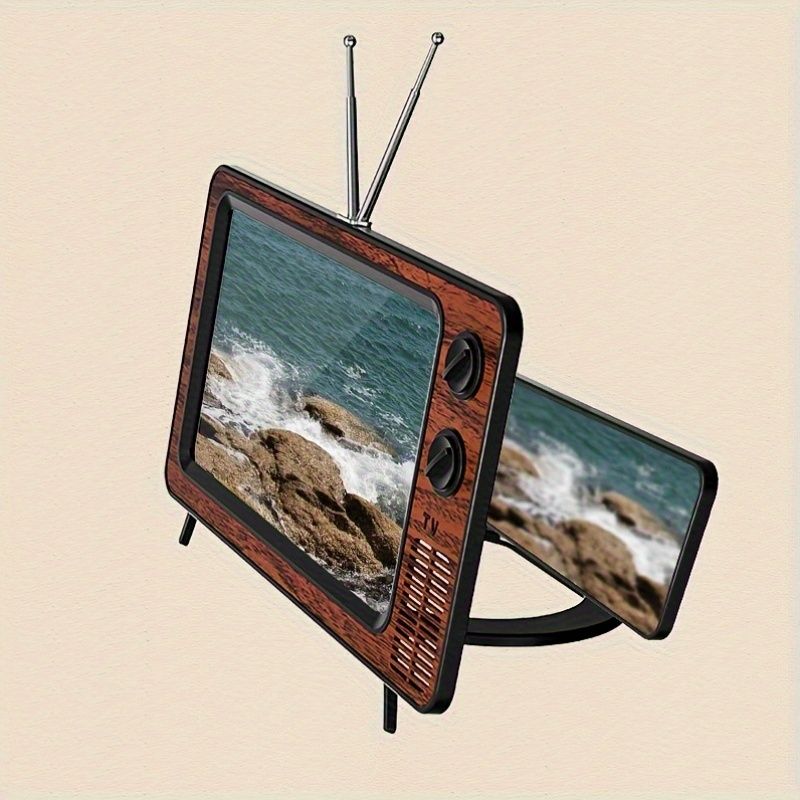 30.48 cm Cell Phone Screen Amplifier, Super Clear, Foldable, Portable, Eye Protection 3D Screen Amplifier, Creative Retro TV Shape for Mobile Devices Rose — image 2