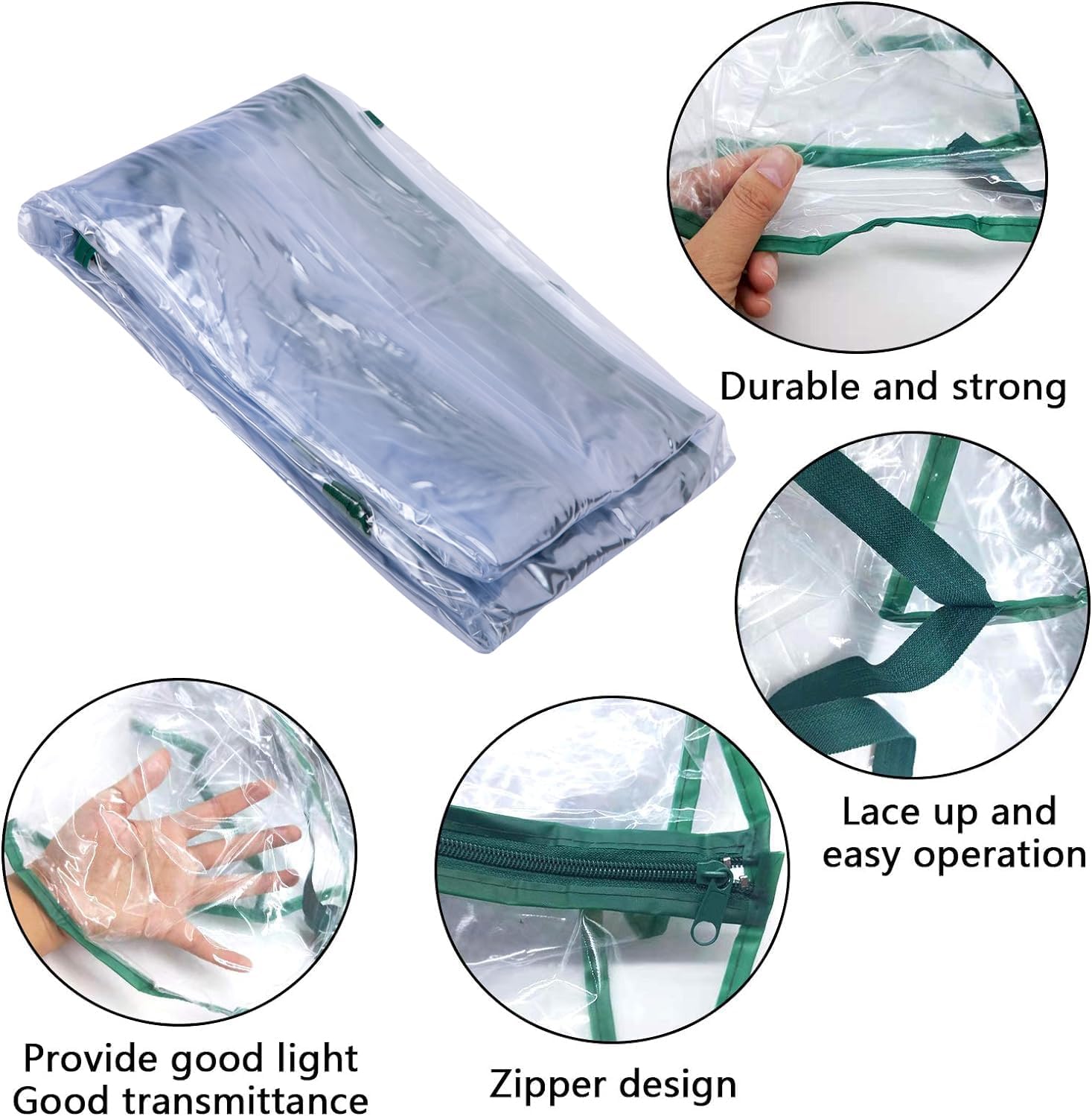 2 Pcs 4 Tier Greenhouse Replacement Cover- 27 x 19 x 63 Inch Clear PVC Plant Greenhouse Cover with Roll-Up Zipper Door for Gardening Plants Flowers (Frame Not — image 4