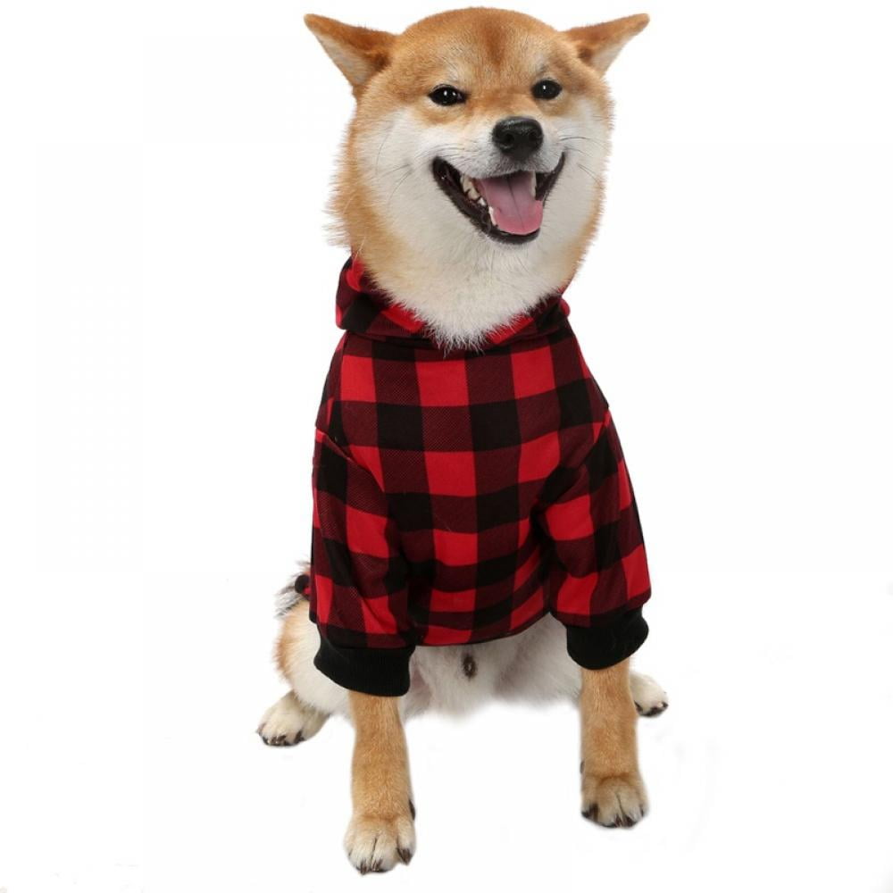 Big ! Pet Dog Plaid Hoodie Sweaters with Hat, Dog Warm Winter Dog Coat for Small Medium Large Dogs S — image 6
