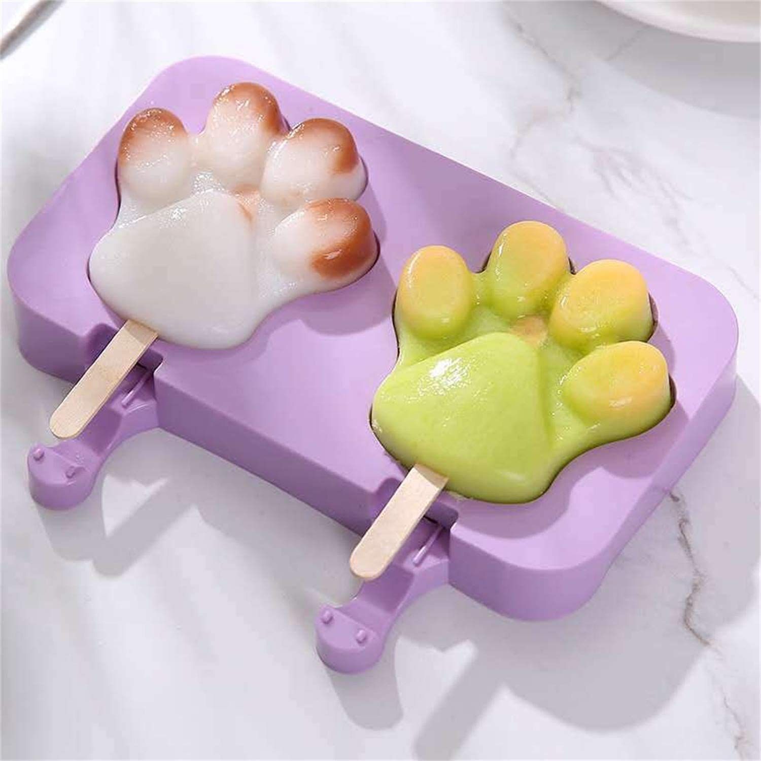 Popsicle Molds, 2 Pack Silicone Ice Pop Molds 5 Cavities with Lid, Homemade Ice Cream Mold for DIY Ice Cream — image 3