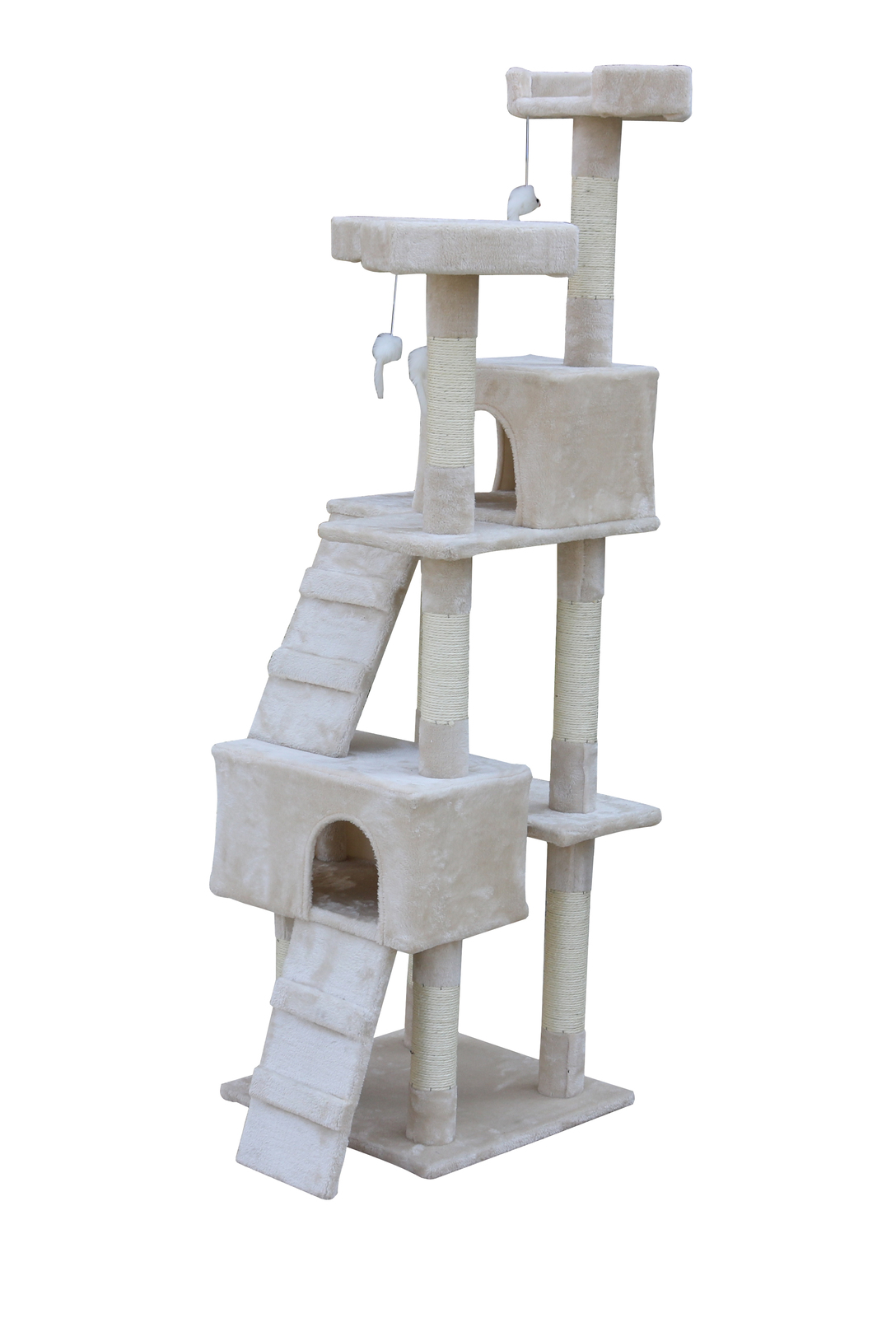 YES4PETS 170cm Cat Scratching Post Tree Post House Tower with Ladder Furniture Beige โ image 2