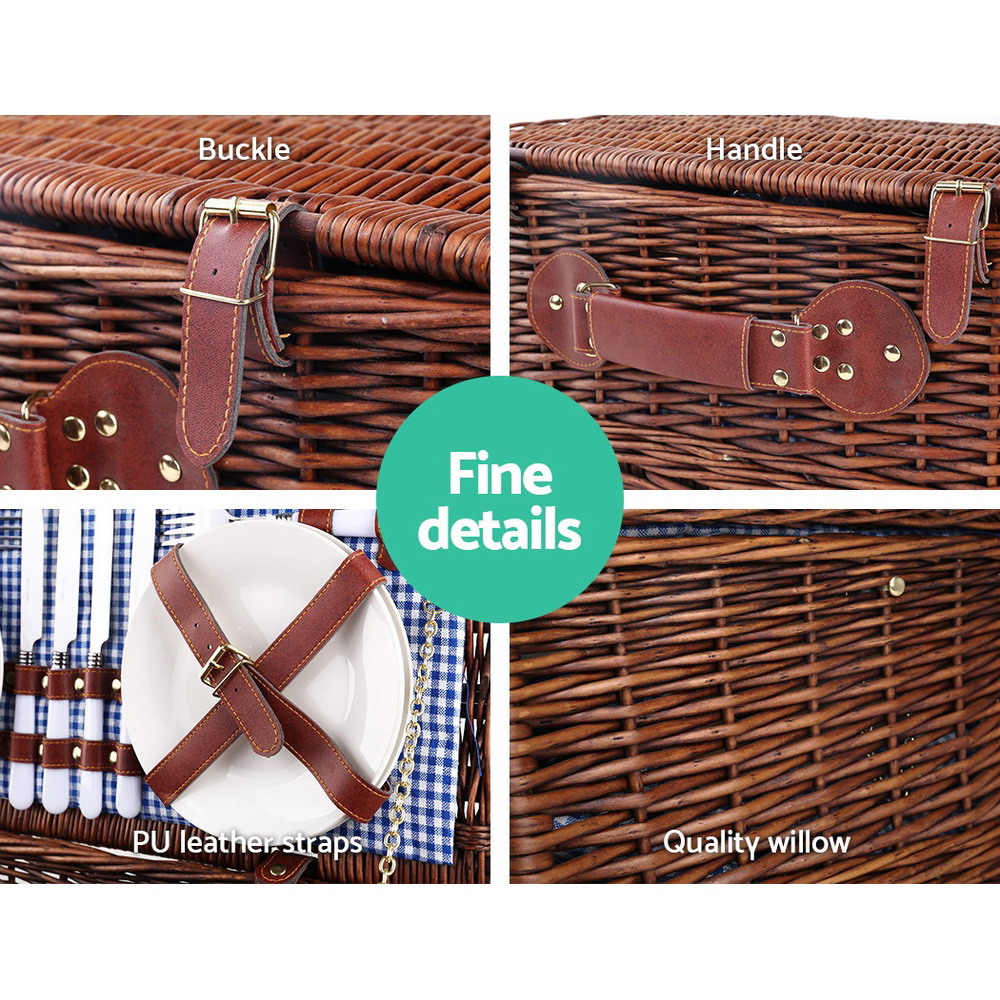 Alfresco 4 Person Picnic Basket Set Insulated Blanket Storage Bag — image 4