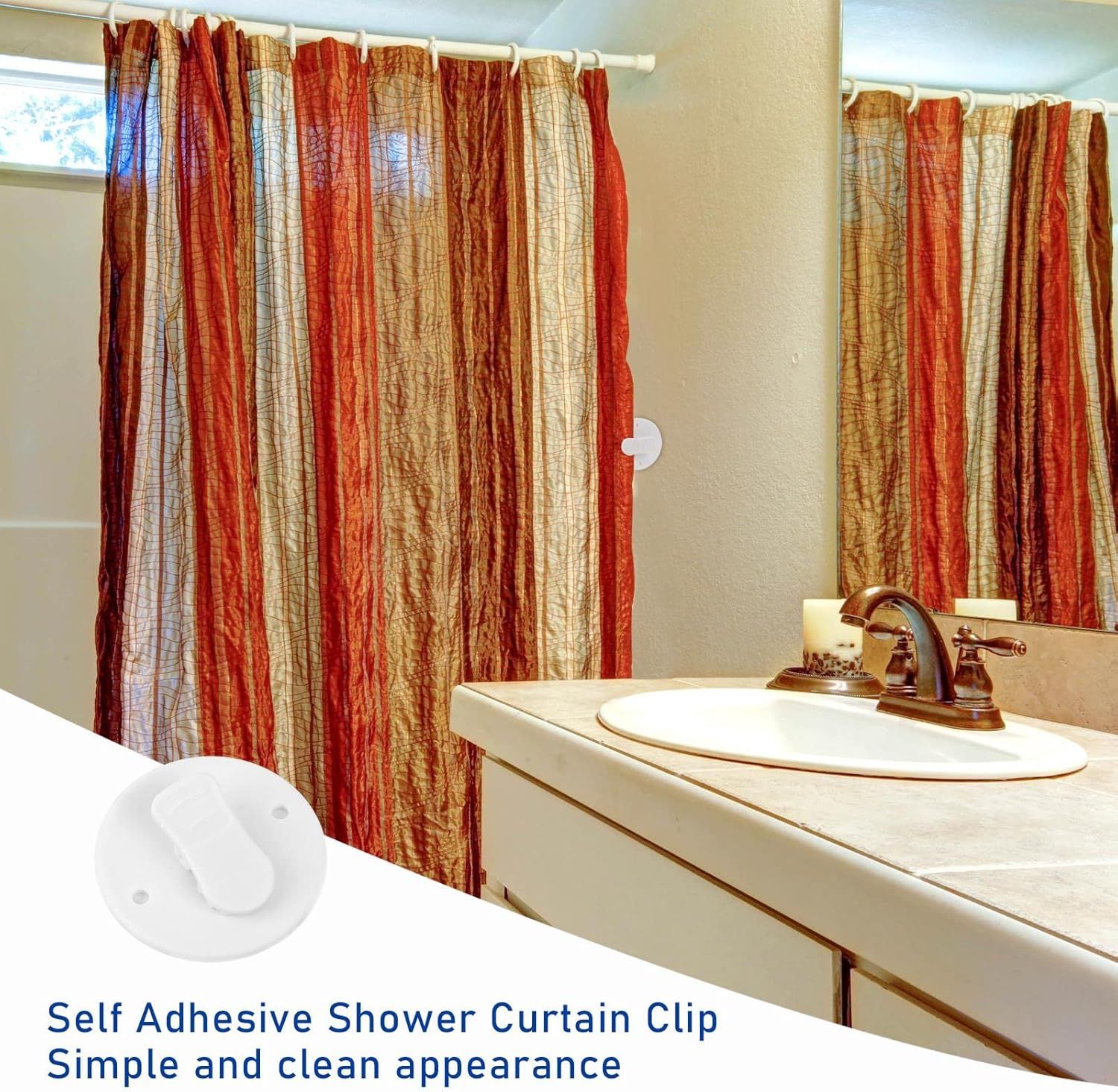 4Pcs Shower Curtain Clips Shower Splash Guard Holder Clear Self Adhesive Windproof Splash Clips Bathroom Curtain Weight Clip for Home — image 6