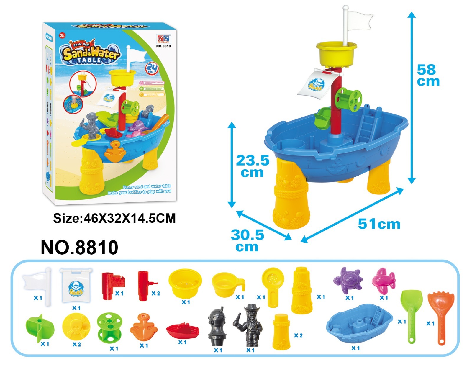 Pirate Ship Modelled, Sand and Water Table with 24 Accessories — image 2