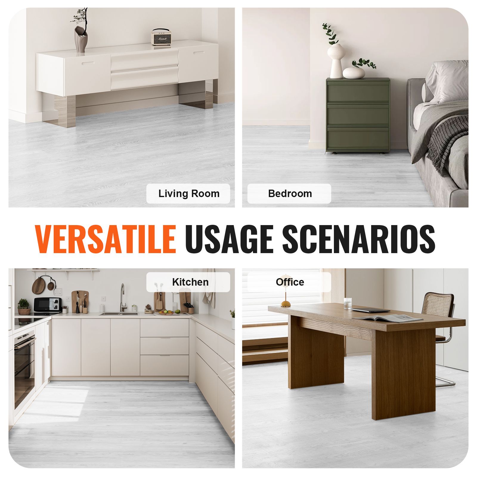 Self Adhesive Vinyl Floor Tiles 36 x 6 inch, 36 Tiles 2.5mm Thick Peel & Stick, Light Gray Wood Grain DIY Flooring for Kitchen, Dining Room, Bedrooms & โ image 6