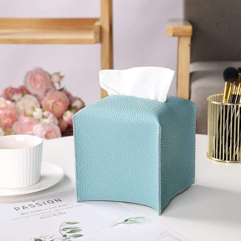 Large Size Tissue Box Dispenser Paper Holder Napkin Case Pu Leather Cover - Green โ image 6