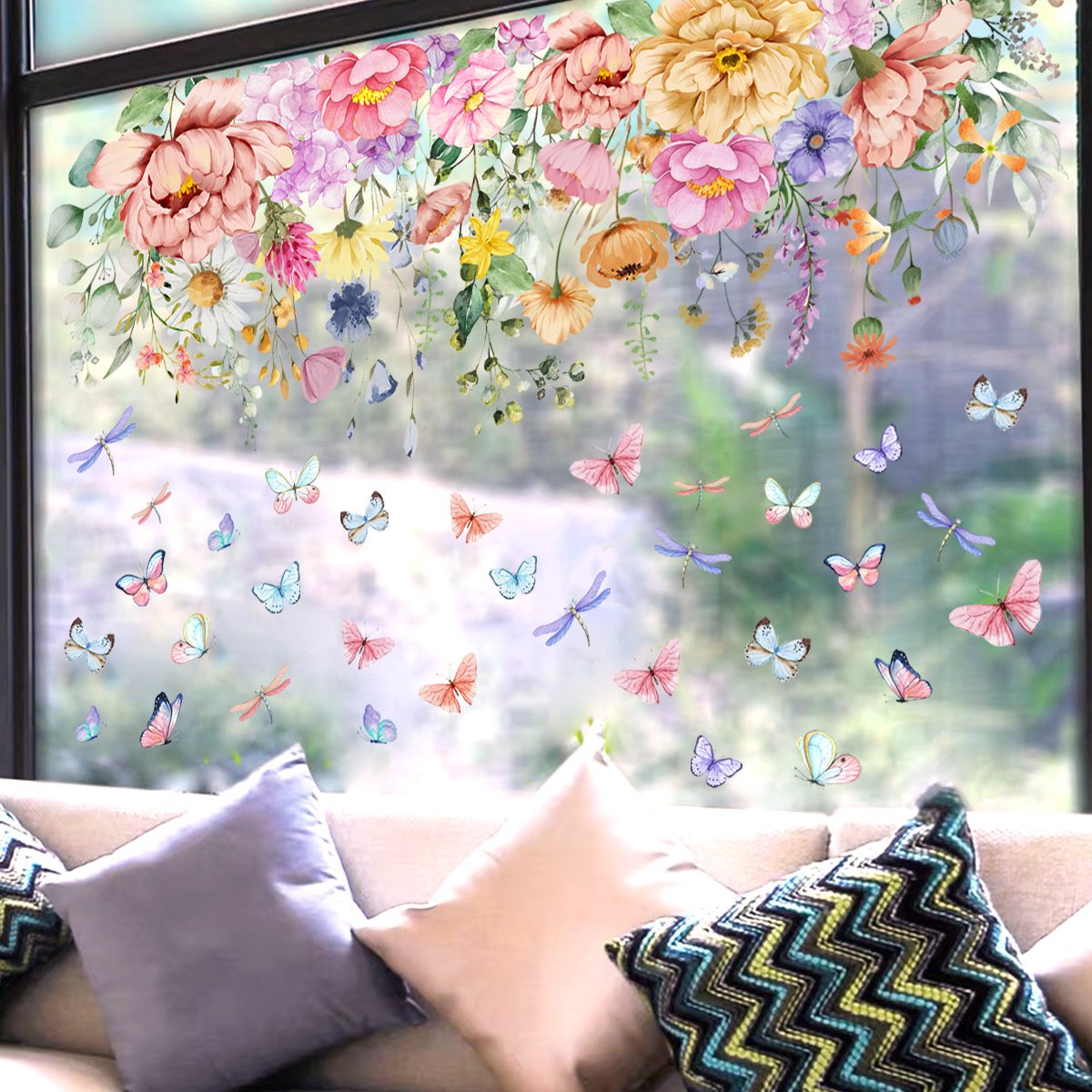 Static window sticker - Wall decoration - 30 × 60cm - flower plant - PVC - C — image 3