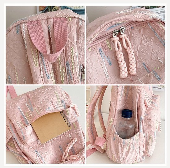 Backpack – Stylish and practical lightweight backpack – With two zippered compartments and adjustable shoulder strap – Fashionable design for girls, children — image 4