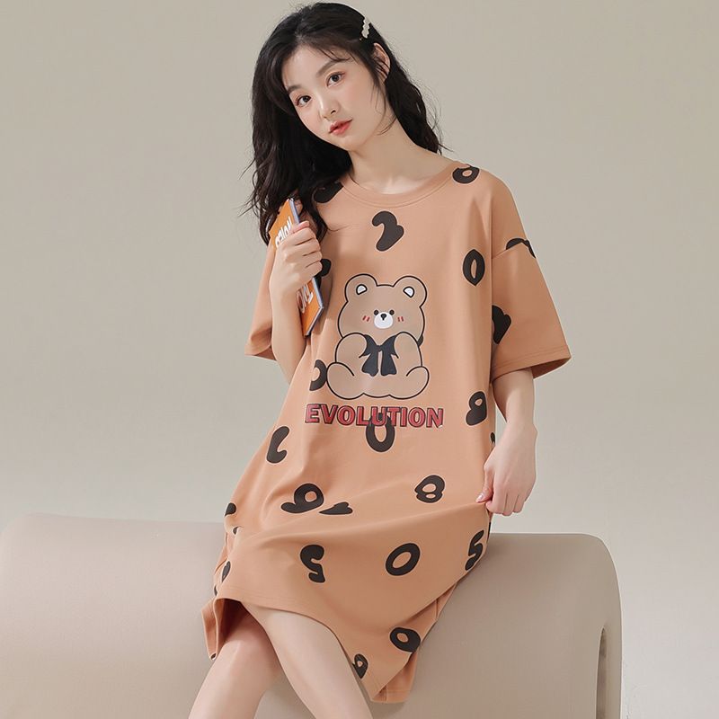 Women Summer Sleepwear Polyester Loose Dress Yellow โ image 6