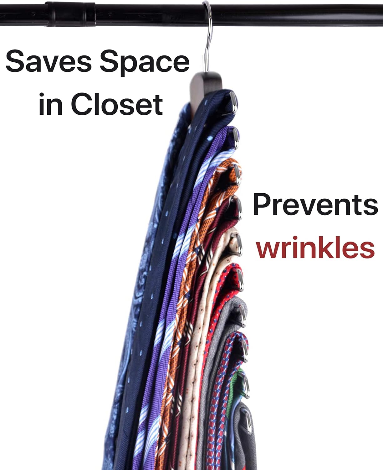 Wooden Belt and Scarf Hanger - Keep Wardrobe Organized & Tidy - Anti-Slip & Scratch-Resistant Storage - 1 Piece — image 2