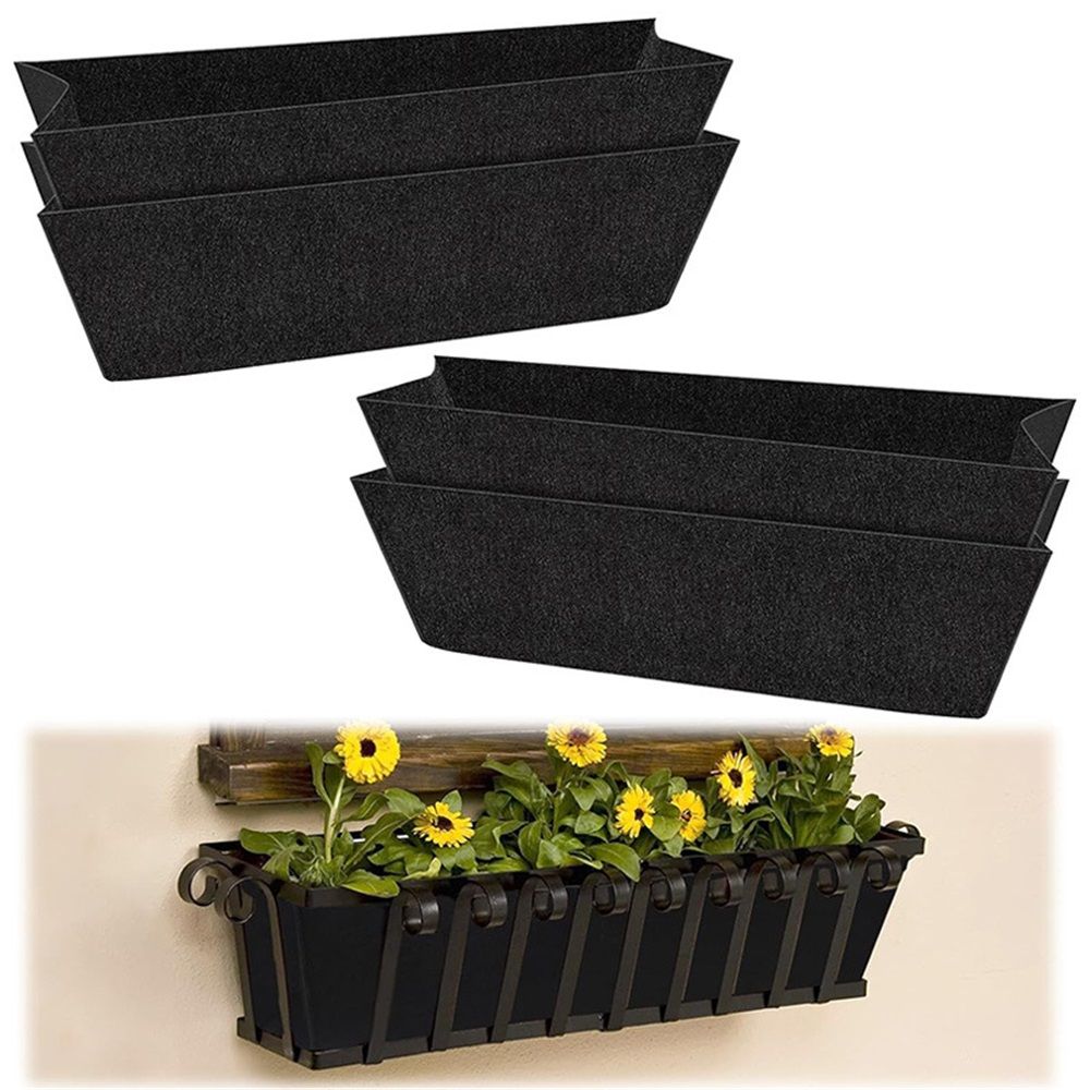 Non-Woven Hanging Flower Plant Box Liner for Trough Shaped Wall and Deck Mount Planters,Indoor and outdoor plant pots(4Pack, 24in) — image 2