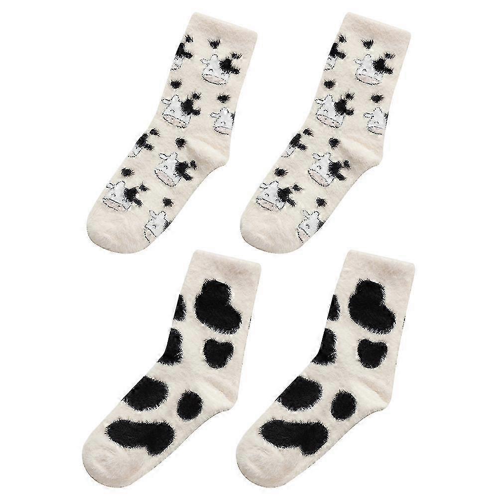 2 Pairs Winter Fuzzy Animal Socks Cute Comfy Warm Casual House Socks — image 2