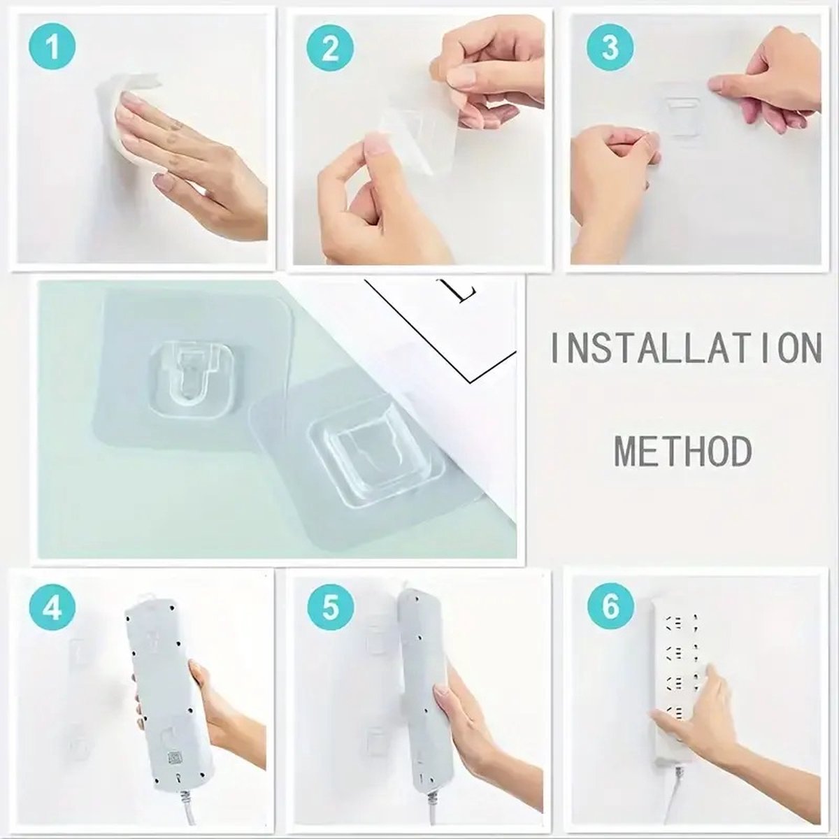 2 Pairs Transparent Self-Adhesive Hanging Hooks | Hanging System | Self-Adhesive Wall Hangers | Double-Sided Adhesive Wall Hooks | Hanging Hooks — image 3
