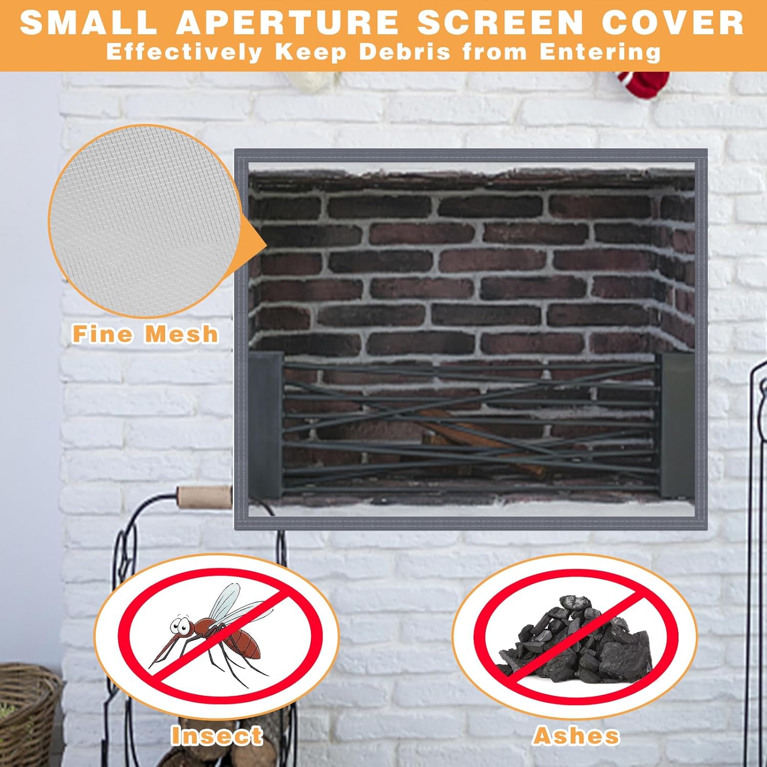 Fireplace Screen Mesh Cover, Magnetic Fireplace Cover Baby Proof Barrier Guard Pet Proof with Magic Tape, Fireplace Doors Mesh Gate Fire Place Cover for The — image 2