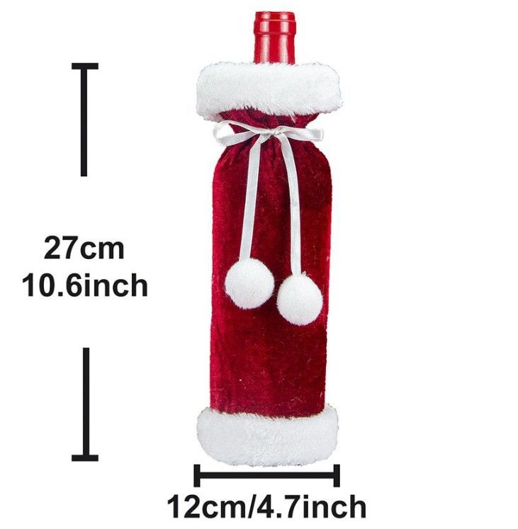2 Pack (Red+Green) Christmas Velvet Wine Bottle Covers with Faux Fur Trim Reusable Wine Bottle Gift Bags for Holiday Table Decor and Christmas Party โ image 6