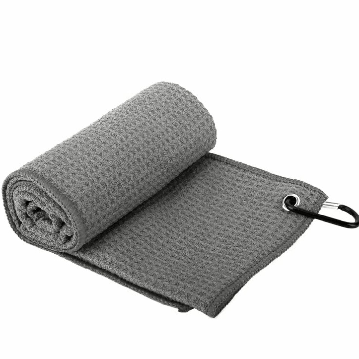Grey Microfiber Waffle Weave Golf Towel Set - 4 Pack (40 × 60cm) - Ultra Absorbent & Quick Drying