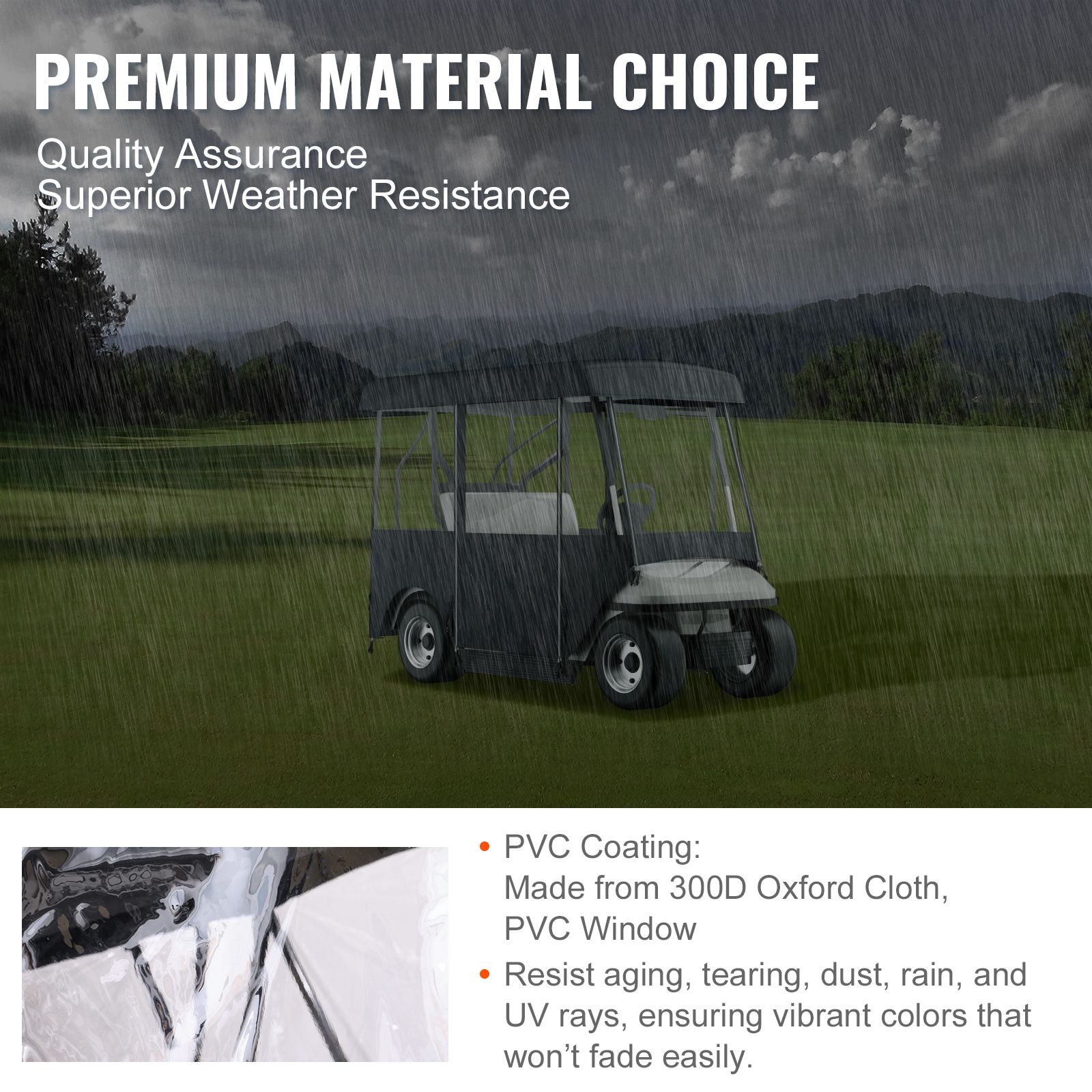 Golf Cart Enclosure, Polyester Driving Enclosure, Club Car Covers Universal Fits for 2+2 Passenger Golf Carts, Sunproof and Dustproof Outdoor Cart Cover โ image 3