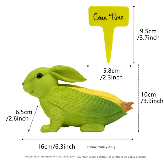 Outdoor Garden Decoration Ornament - Courtyard Balcony Resin Corn Rabbit Figurine, American Countryside Garden Landscape — image 2