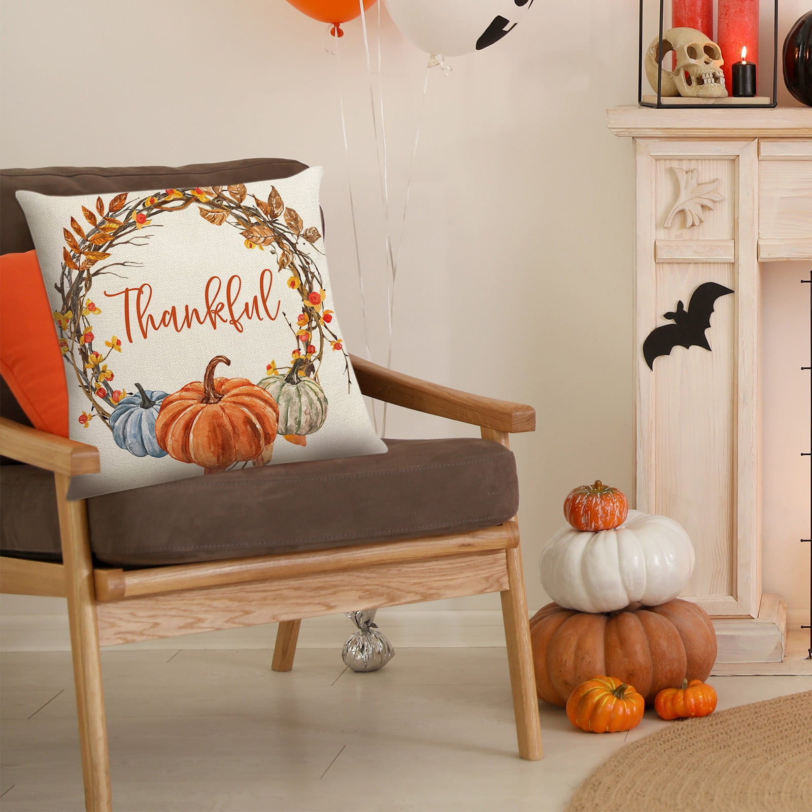 Fall Pillow Covers 18 x 18 inch Pumpkin Maple leaves Throw Pillow Covers Outdoor Autumn Thanksgiving Harvest Farmhouse Pillowcase Cushion Case for Home Sofa — image 5