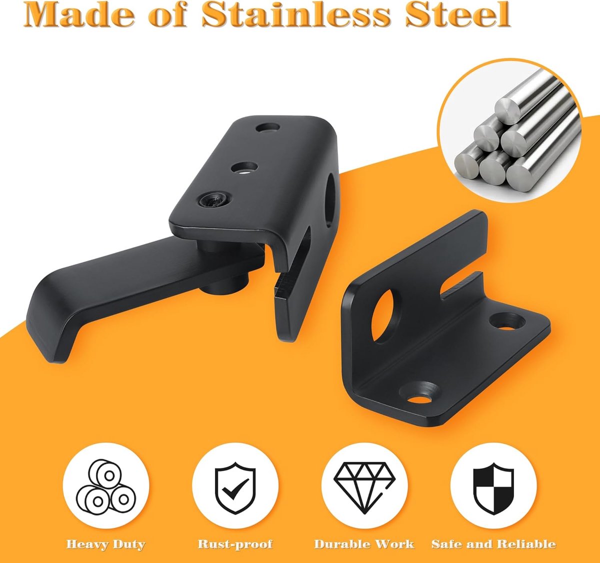 2 pieces - Lock - 60*54*27 mm - stainless steel door lock - sliding bolt with safety latch - left-hand sliding bolt - with screws - for sliding wardrobe — image 4